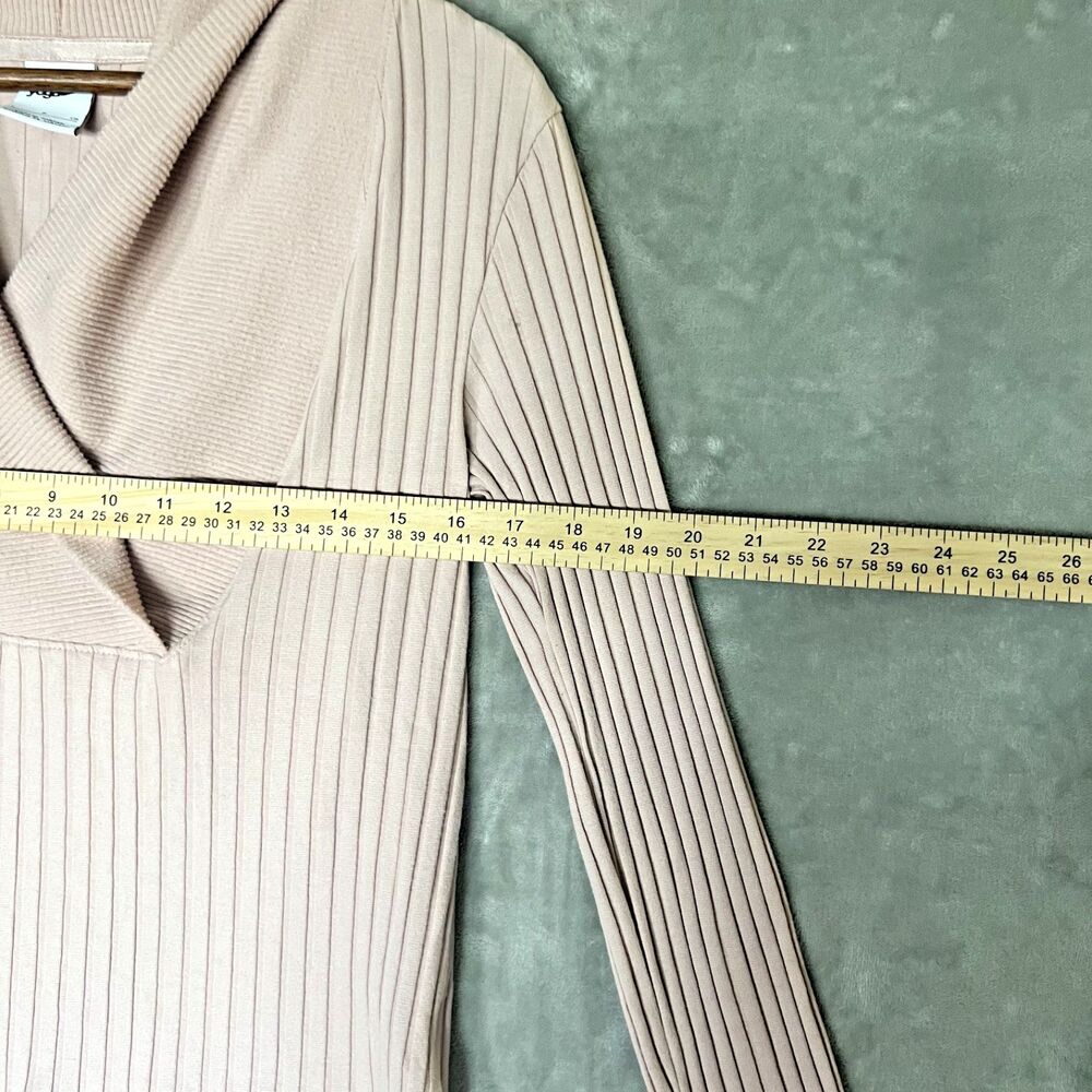 Nike Yoga Luxe Sweater Womens Small Pink Ribbed Shawl Collar Long Sleeve Top - Picture 6 of 7
